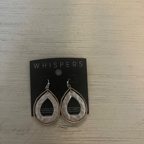 Whispers Silver & Gold Dangle Earrings - Picture 2 of 4